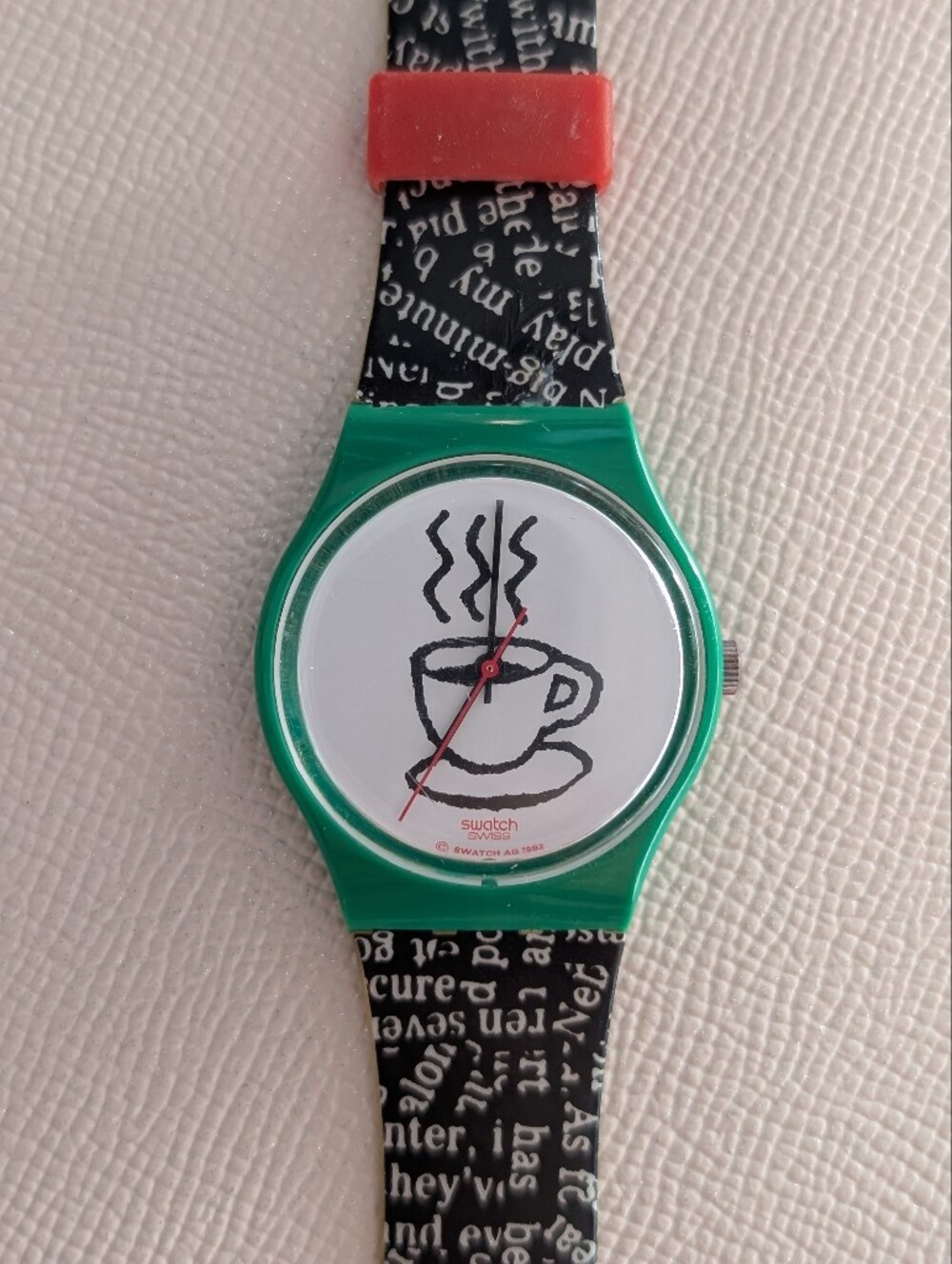 Rare Swatch Maxi Vintage Wrist Watch Cappuccino green cafe Working Y2k